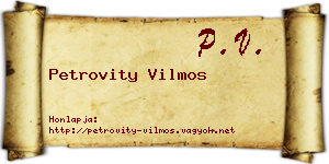 Petrovity Vilmos névjegykártya